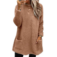 Karina - Gemütlicher Fleece-Pullover mit Knopfdetail
