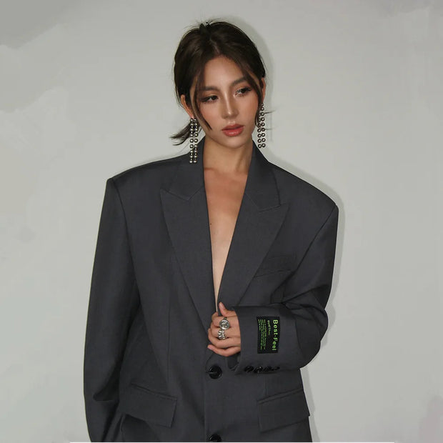Dera - Blazer décontracté pour femme avec larges épaules