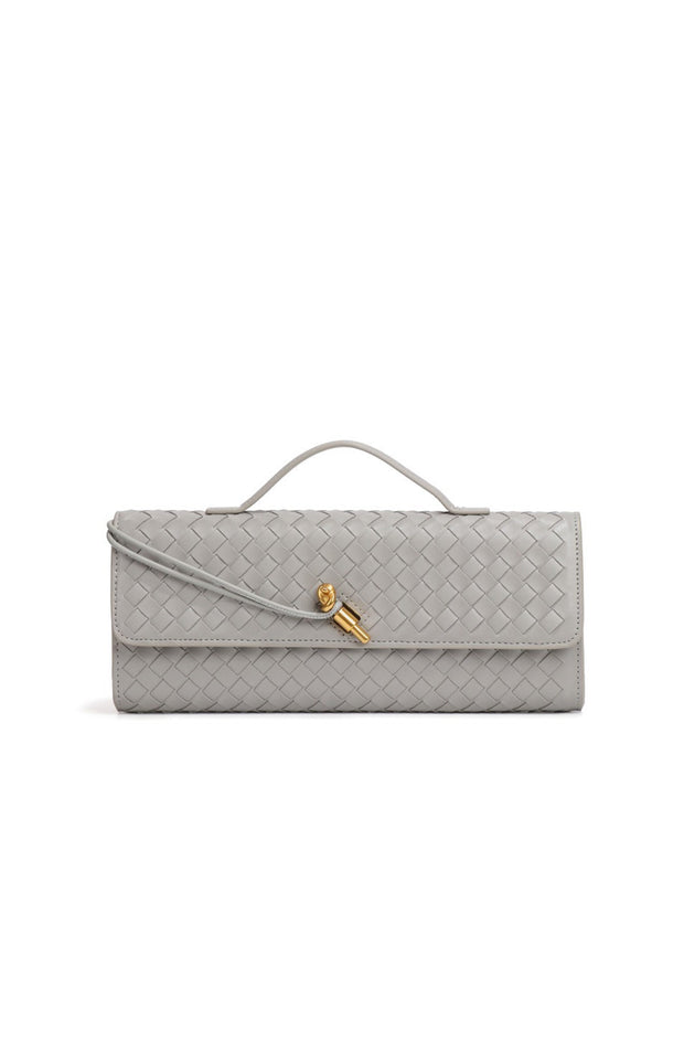 Sac baguette pour femme avec texture tissée et bandoulière réglable