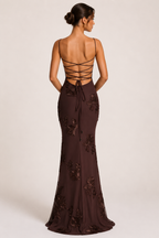 Elegantes Damen Maxikleid mit Korsettoptik und floraler Stickerei - Zarelle