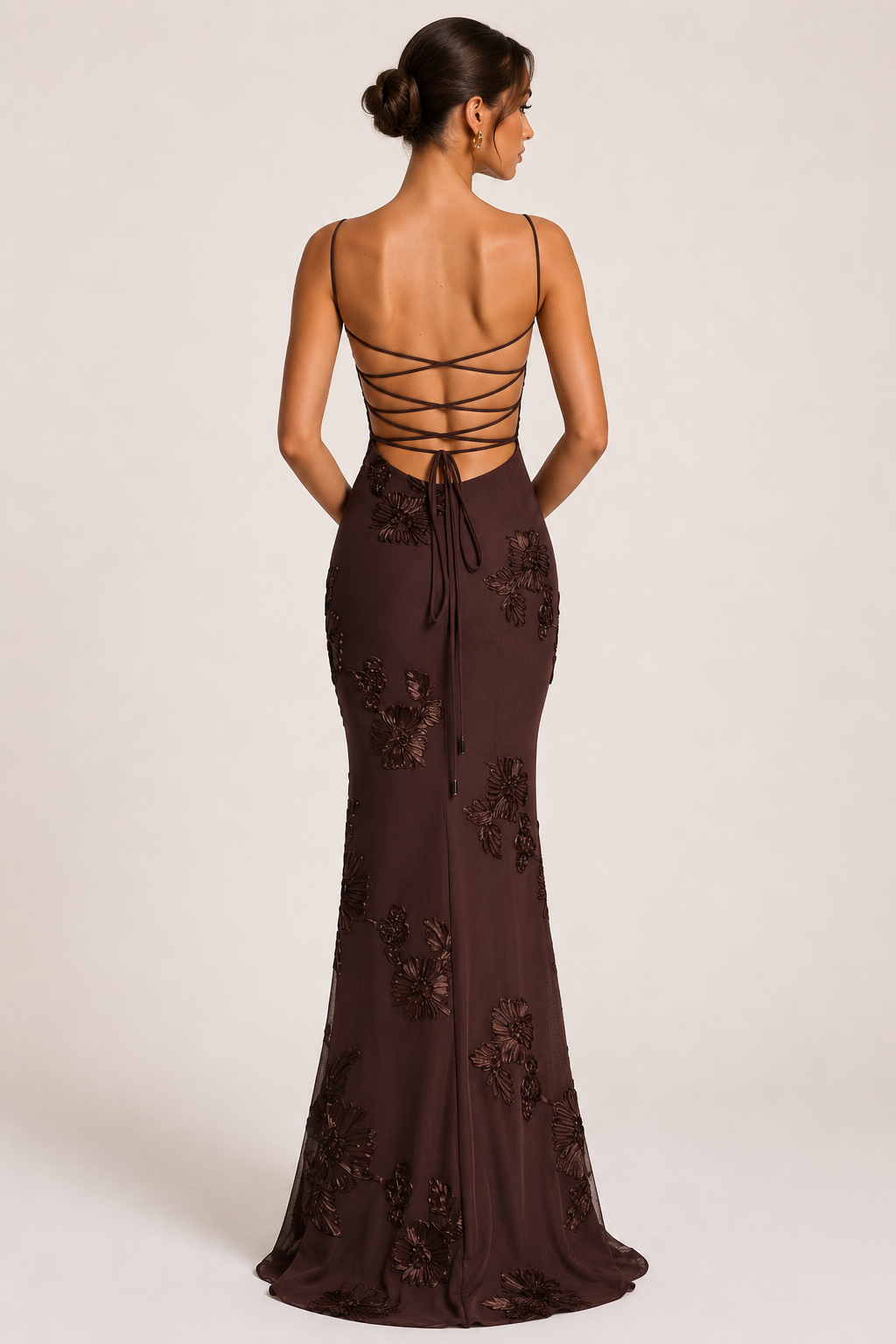 Elegantes Damen Maxikleid mit Korsettoptik und floraler Stickerei - Zarelle