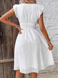 Jemima - White summer dress with V-neckline