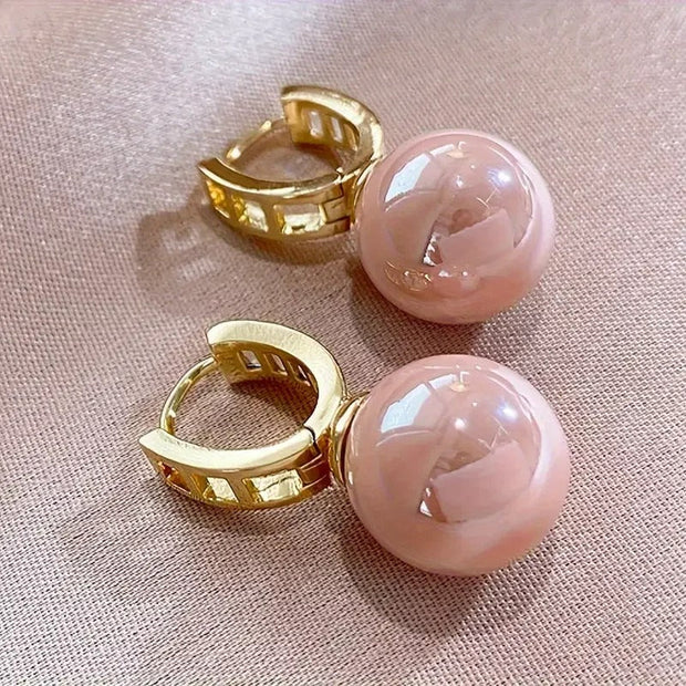 Boucles d'oreilles plaquées or avec perle rose - Alina