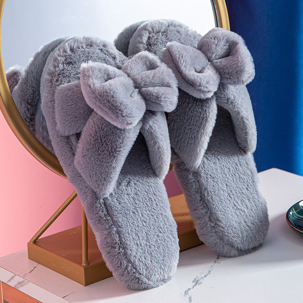 Chaussons en Peluche avec Nœud