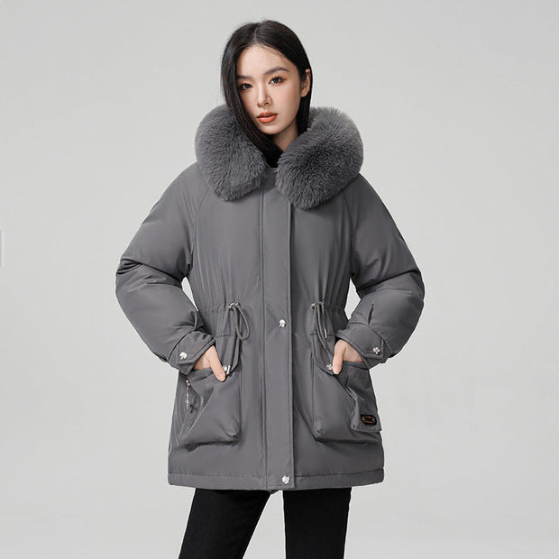 Manteau matelassé pour femme avec col en fourrure synthétique - Mirela