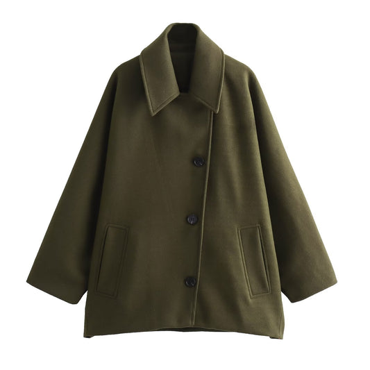 Manteau court en laine avec col polo - Noelle