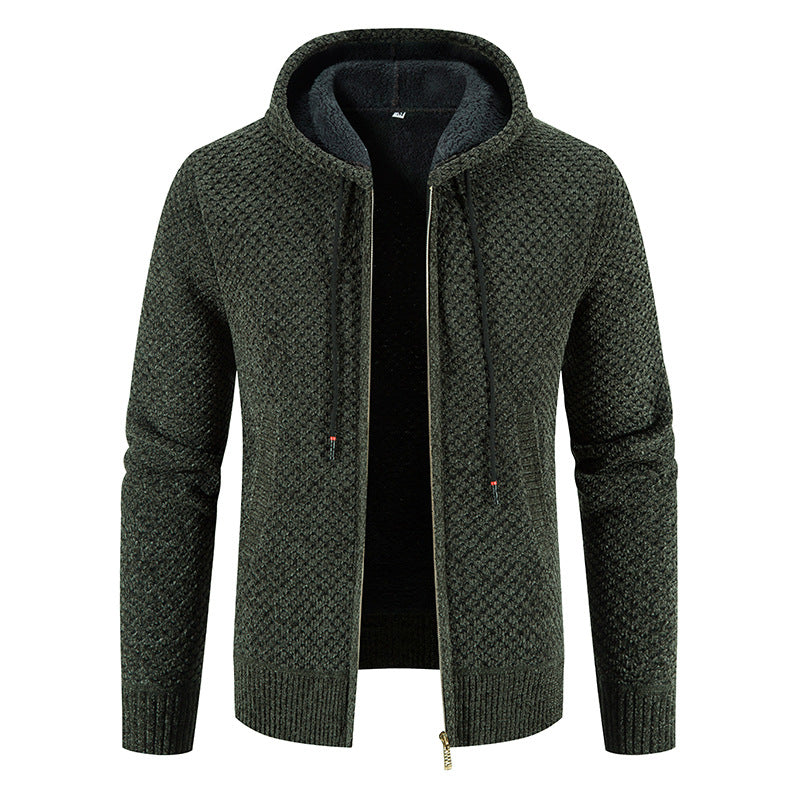 Herrenstrickjacke mit Kapuze und Innenfutter - Rynor