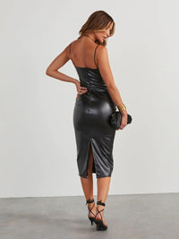 Lana - Robe midi fendue en PU