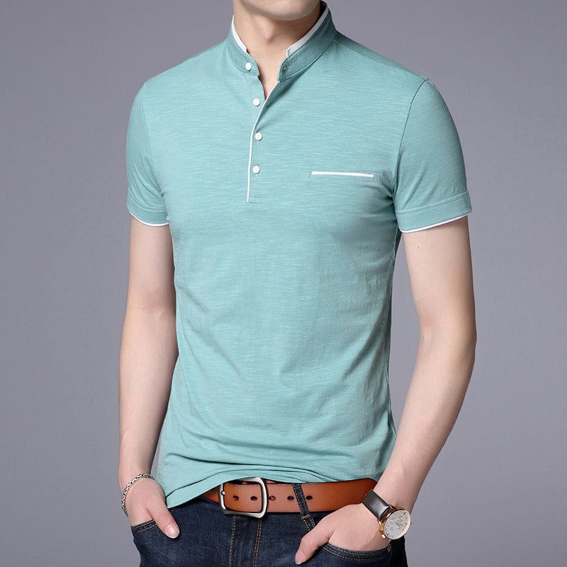 Kurzärmeliges Herren-Poloshirt aus Baumwolle mit modernem Kragen - Álvaro