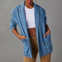 Jacke aus gewaschenem Denim im Blazer-Stil für Damen - Yalina
