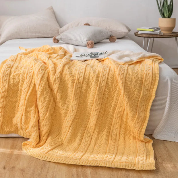 Couverture tricotée décontractée au style rétro pour l'automne et l'hiver
