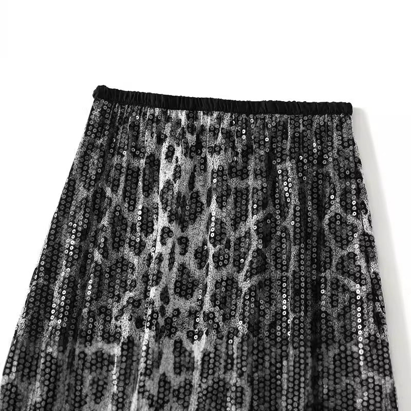Damenrock mit Leopardenmuster und Pailletten - Ynaris