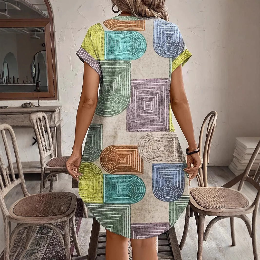 Kurzes Kleid mit geometrischem Muster für Frauen - Marta