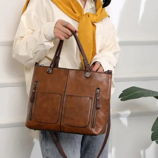 Grand sac fourre-tout en cuir végétalien pour femme - Renata