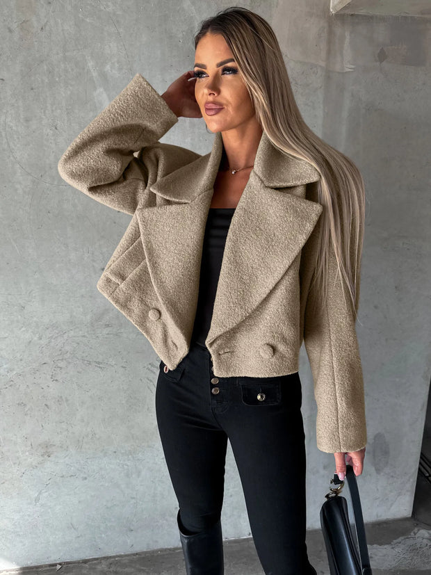 Manteau court pour femme à revers et coupe oversize - Annika