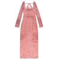 Gala - Robe longue chic en dentelle rose