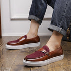 Smarte Herren-Slipper aus Leder und Segeltuch - Dario