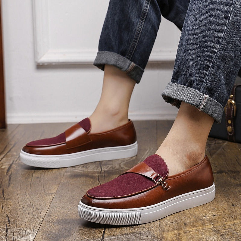 Smarte Herren-Slipper aus Leder und Segeltuch - Dario