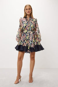 Aza - Mini robe évasée imprimée avec ceinture