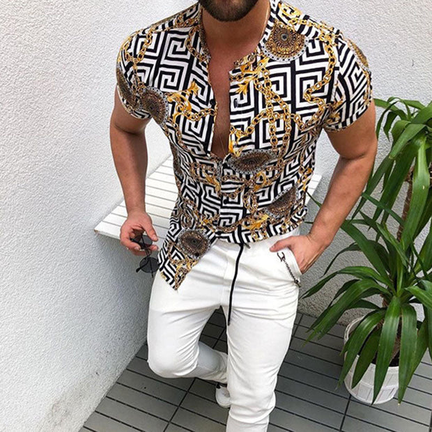 Chemise élégante à manches courtes premium pour hommes