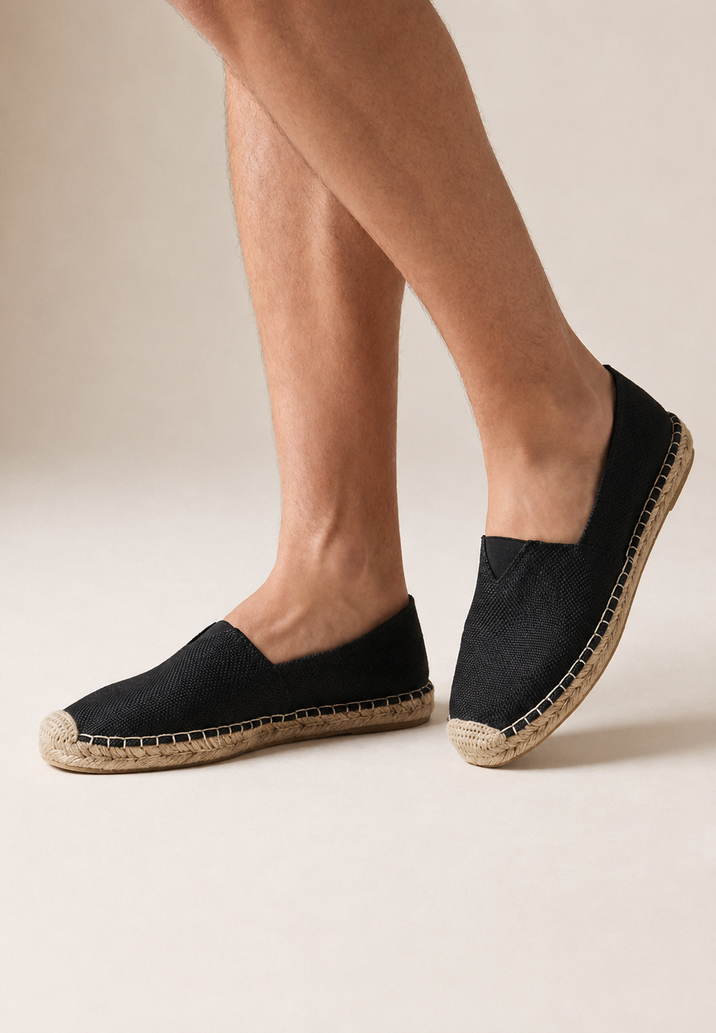 Herren-Espadrilles zum Hineinschlüpfen mit geflochtener Jute-Sohle – John