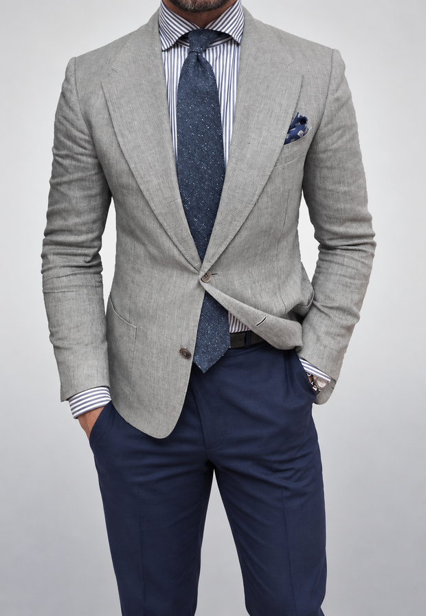 Veste américaine pour homme cintrée à deux boutons, en tissu texturé - Alrik