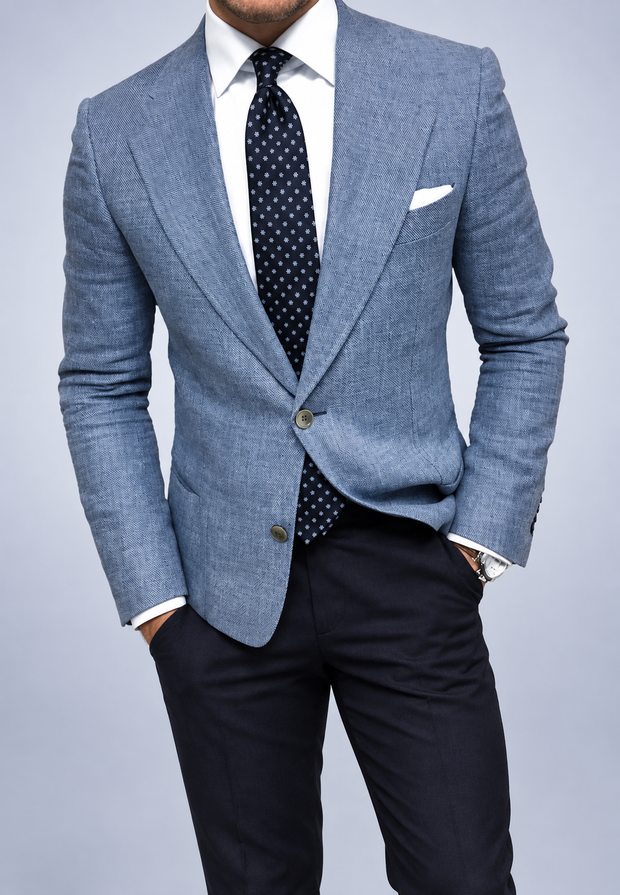 Veste américaine pour homme cintrée à deux boutons, en tissu texturé - Alrik