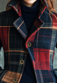 Damenblazer mit Patchwork-Karomuster und gekerbtem Revers – Noémie