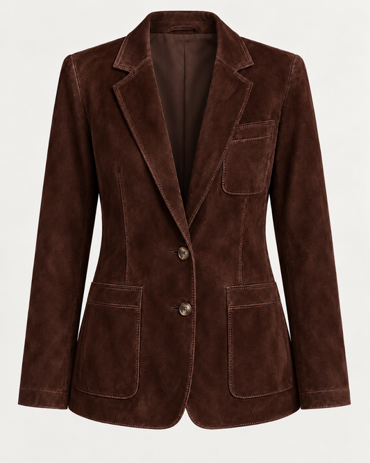 Blazer effet daim à revers et poches plaquées - Zélie