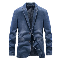 Veste en jean pour homme, effet délavé, détails usés, deux boutons - Ivar