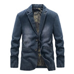 Herren-Jeansjacke im Washed-Look mit Used-Details und zwei Knöpfen – Ivar