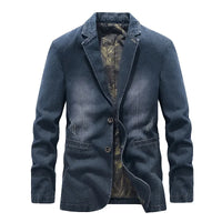 Veste en jean pour homme, effet délavé, détails usés, deux boutons - Ivar