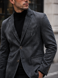 Veste en jean pour homme, effet délavé, détails usés, deux boutons - Ivar