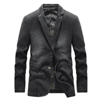 Veste en jean pour homme, effet délavé, détails usés, deux boutons - Ivar