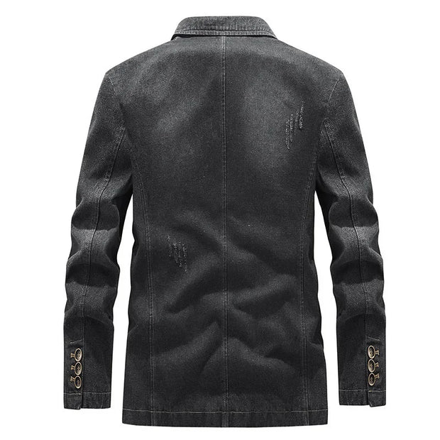 Veste en jean pour homme, effet délavé, détails usés, deux boutons - Ivar