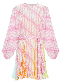 Nicole Mini-robe imprimée avec col rond et ceinture