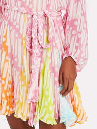 Nicole Mini-robe imprimée avec col rond et ceinture