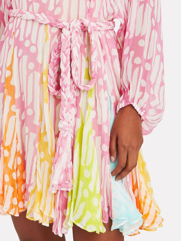 Nicole Mini-robe imprimée avec col rond et ceinture