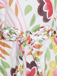 Nicole Mini-robe imprimée avec col rond et ceinture