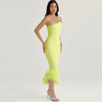 Angelina - Robe slim asymétrique dos nu