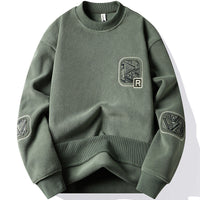Pull homme à col rond et patchs décoratifs - Bjornik