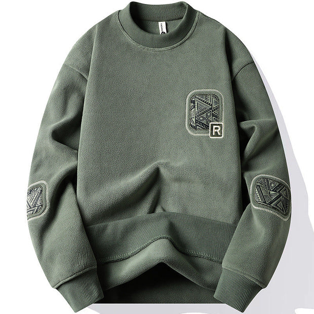 Pull homme à col rond et patchs décoratifs - Bjornik
