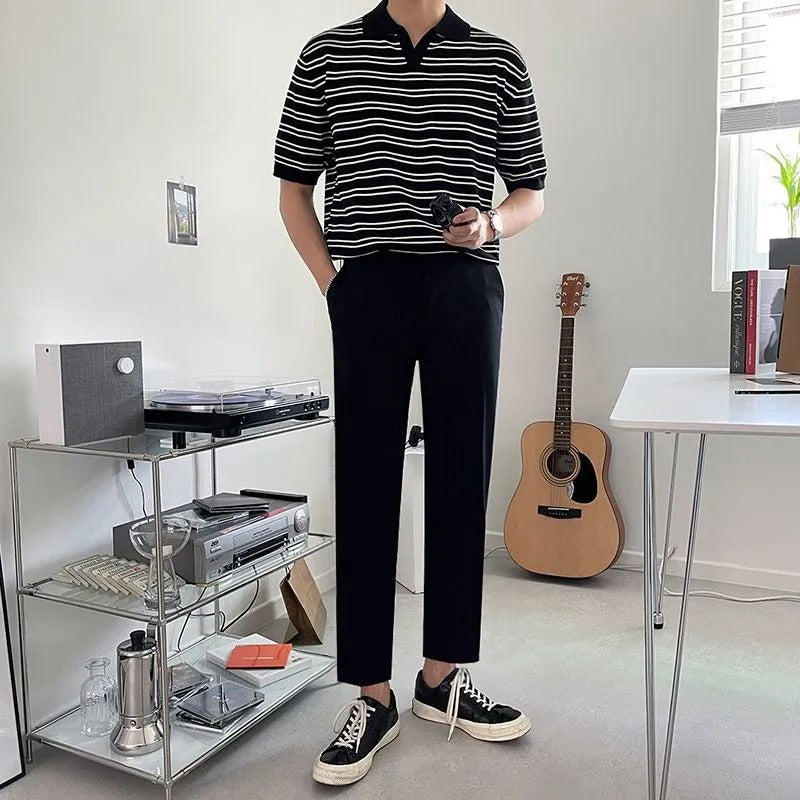 Lässiges, gestreiftes Herren-Poloshirt aus Baumwolle - Mateo