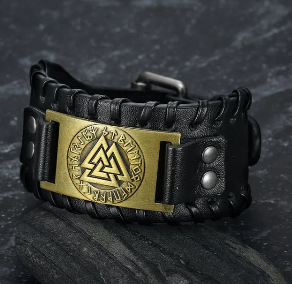 Bracelet cuir viking homme - Leif