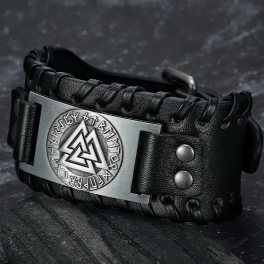 Bracelet cuir viking homme - Leif