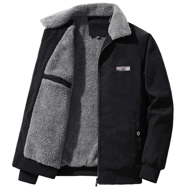 Henry - Manteau Côtelé d'Hiver Homme Doublé en Polaire avec Col Montant