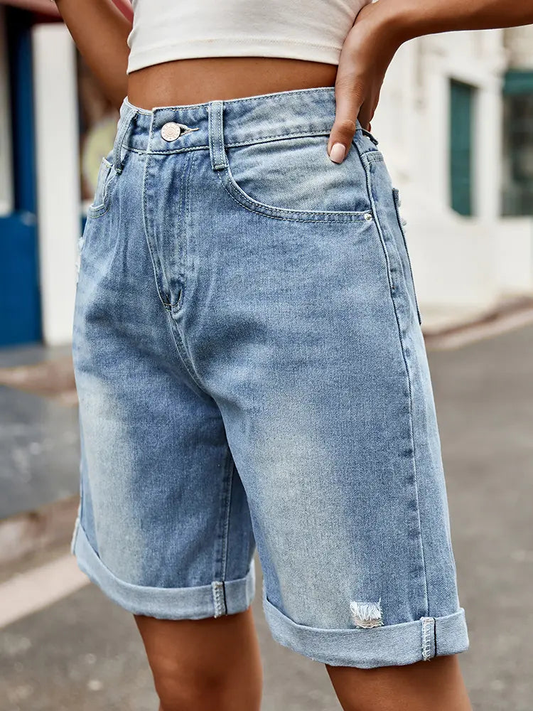 Ausgefranste Bermuda-Shorts mit Saum - Charlotte