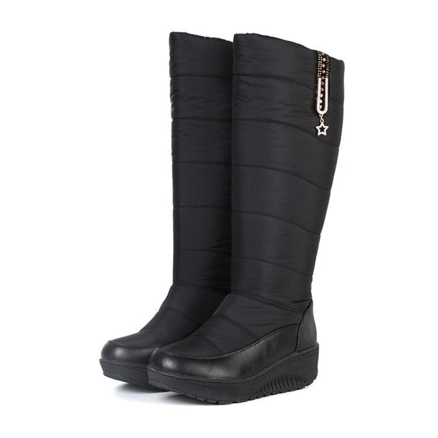 Olgia - Bottes d'Hiver Hautes à Semelle Compensée