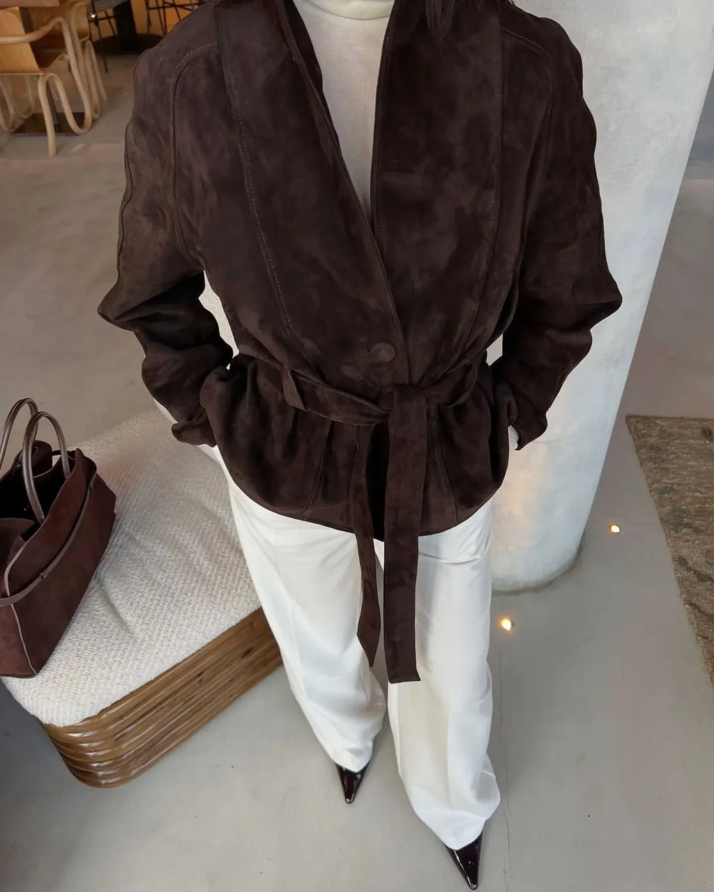 Retro-Wildlederjacke mit langen Ärmeln - Valentina