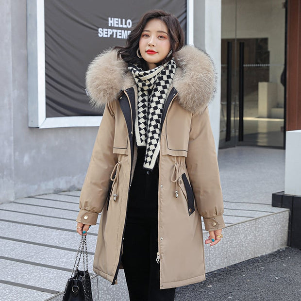 Veste longue à col en fourrure pour femme - Mirelle